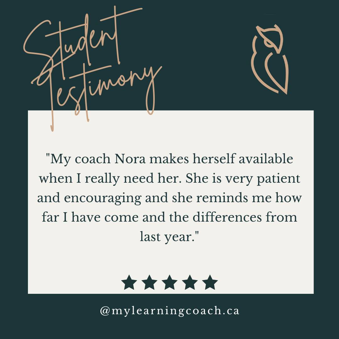 Student Testimony

"My coach, Nora, makes herself available when I really need her. She is very patient and encouraging, and she reminds me how far I have come and the differences from last year."