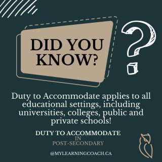 Did You Know?

Duty to accommodate is a legal requirement that ensures individuals with disabilities are provided with appropriate support and adjustments in educational settings. This applies to all institutions, including universities, colleges, public and private schools 🏫. Accommodations can include things like extra time on exams, modified assignments, and assistive technologies. It's important for educational institutions to have policies in place to ensure that all students have equal access to education. #DutyToAccommodate #InclusiveEducation #SupportForAllStudents #AccessibleLearning #EqualOpportunities 📚📝 #mylearningcoach #highereducation #accessibilityservices #postsecondarysupport