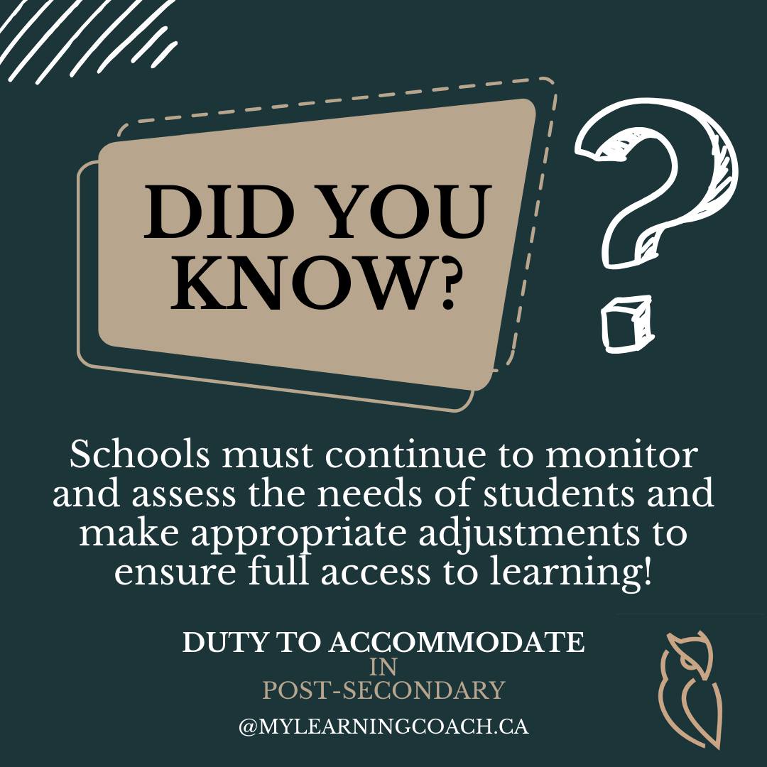 Did You Know?

Duty to accommodate in schools is a legal obligation to ensure that all students are able to fully access learning. This means that schools must proactively identify and address any barriers that may prevent students from participating in educational activities. 📚 This includes providing necessary accommodations such as modified teaching strategies, assistive technology, or extra support services. Schools must continually monitor and assess the needs of students to ensure that they are receiving the appropriate accommodations to succeed academically. This commitment to inclusivity and accessibility is essential to creating a supportive and equitable learning environment for all students. #DutytoAccommodate #InclusiveEducation #AccessforAll #StudentSupport #EducationForAll #mylearningcoach #highereducation #accessibilityservices #postsecondarysupport